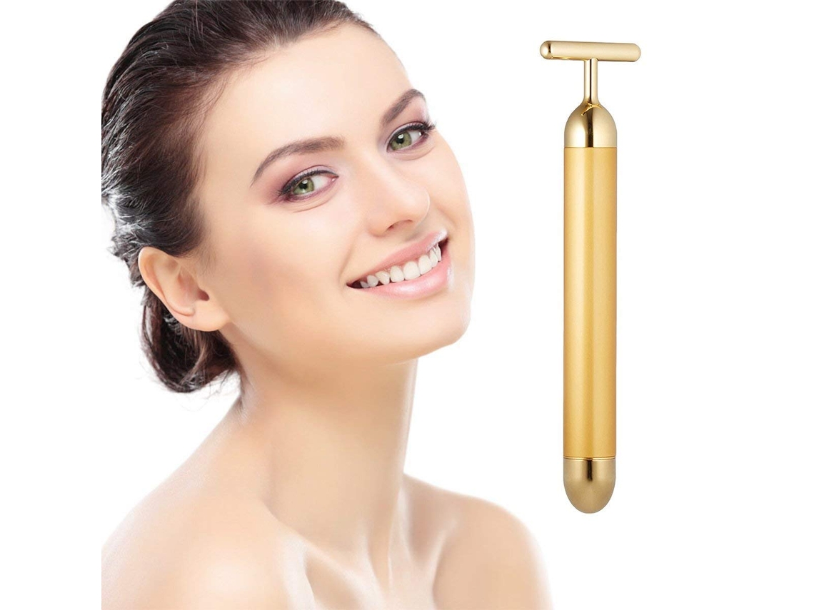 EIOORORRIY Massajador Facial Elétrico, Barra De Ouro 24k Para Cuidados De Pele