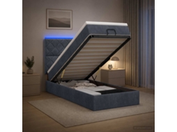 Vidaxl Cama Ottoman Com Colchão E Led Cinzento-escuro 90 X 190 Cm