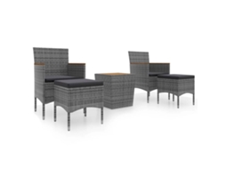 Maison Exclusive - 5 Pcs Conjunto Bistrô De Jardim Vime Pe/acácia Maciça Cinzento