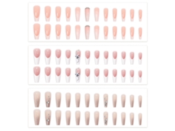 Prensas De Caixão De Unhas Falsas Em Unhas De Cobertura Completa Unhas Postiças Paraes E Meninas 3 Caixas 24 Peças Cada -Estilo 2 ZMDECQNA