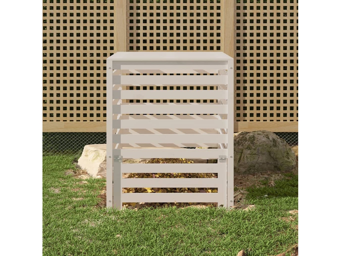 Vidaxl Caixote De Compostagem 82,5x82,5x99,5cm Pinho Maciço Branco