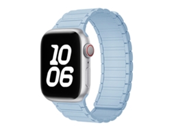 Pulseira Magnética de Silicone Halinuia para Apple Watch Series 1 11/ultra 1 3/se3 , Design Esportivo Respirável. Azul Claro (42 49 Mm)