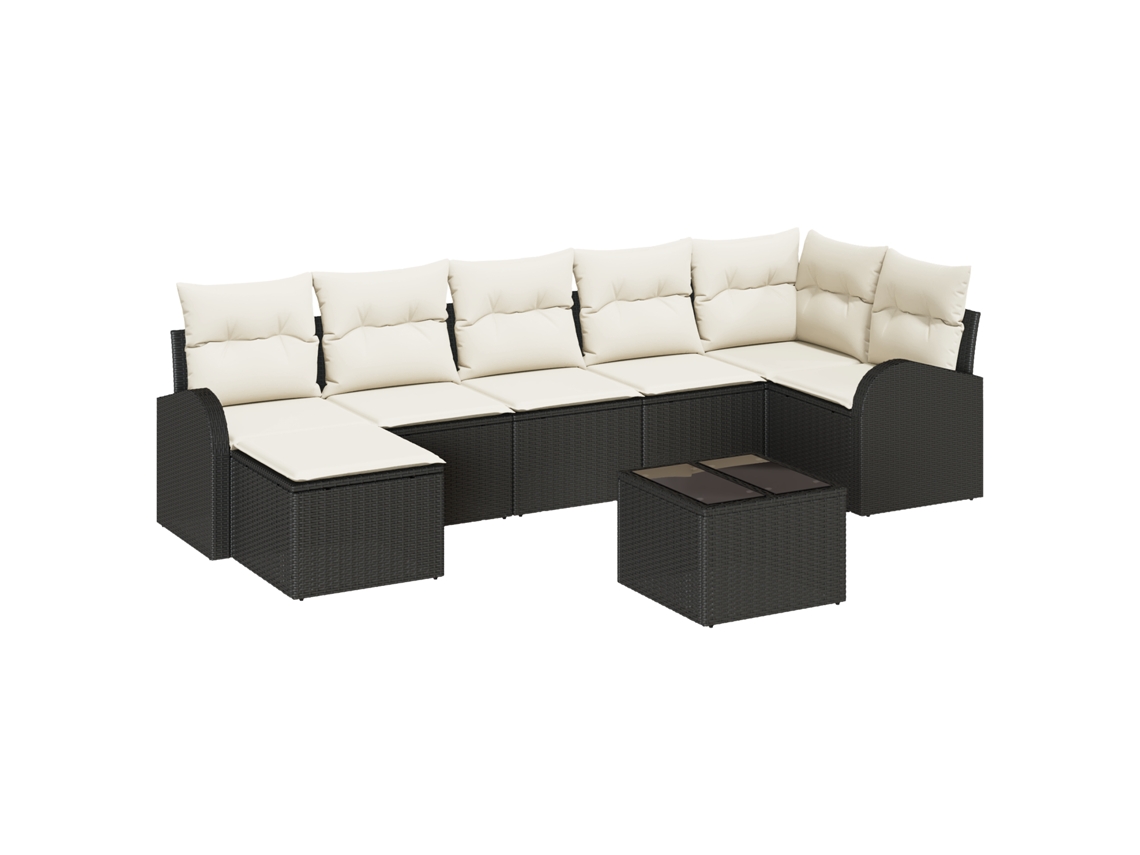 Conjunto 8 Sofá Modular Vidaxl Preto Vime Pe (289 X 124 X 85 Cm)