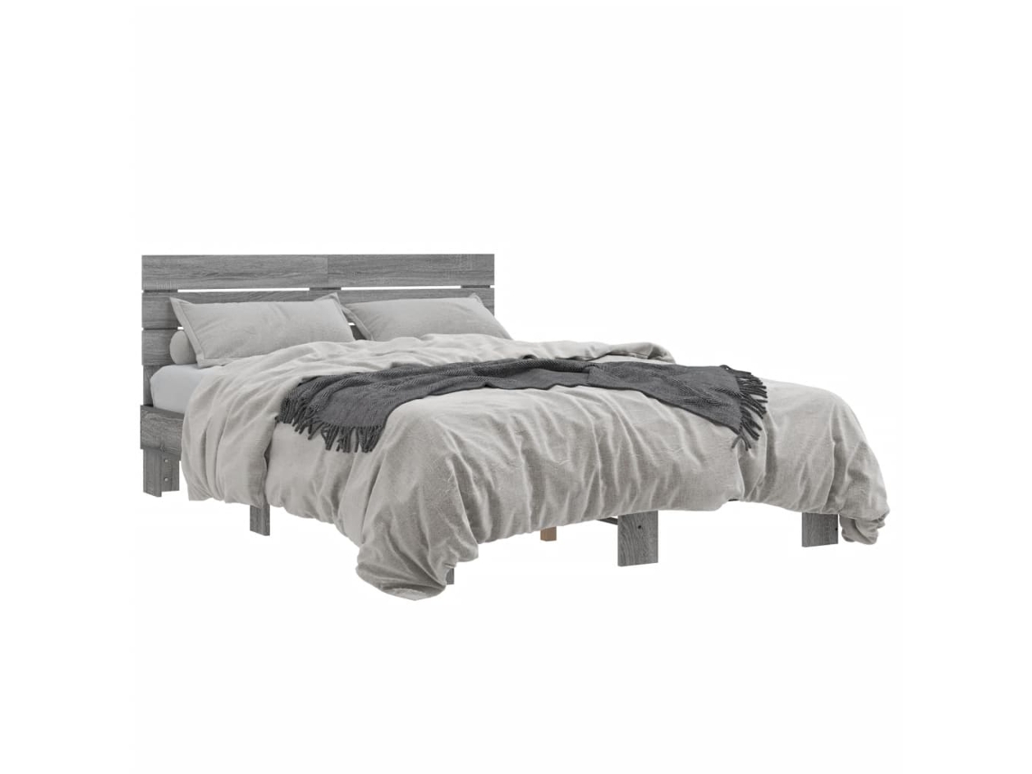 Cama Madeirametal VIDAXL Cinzento (120x200cm)