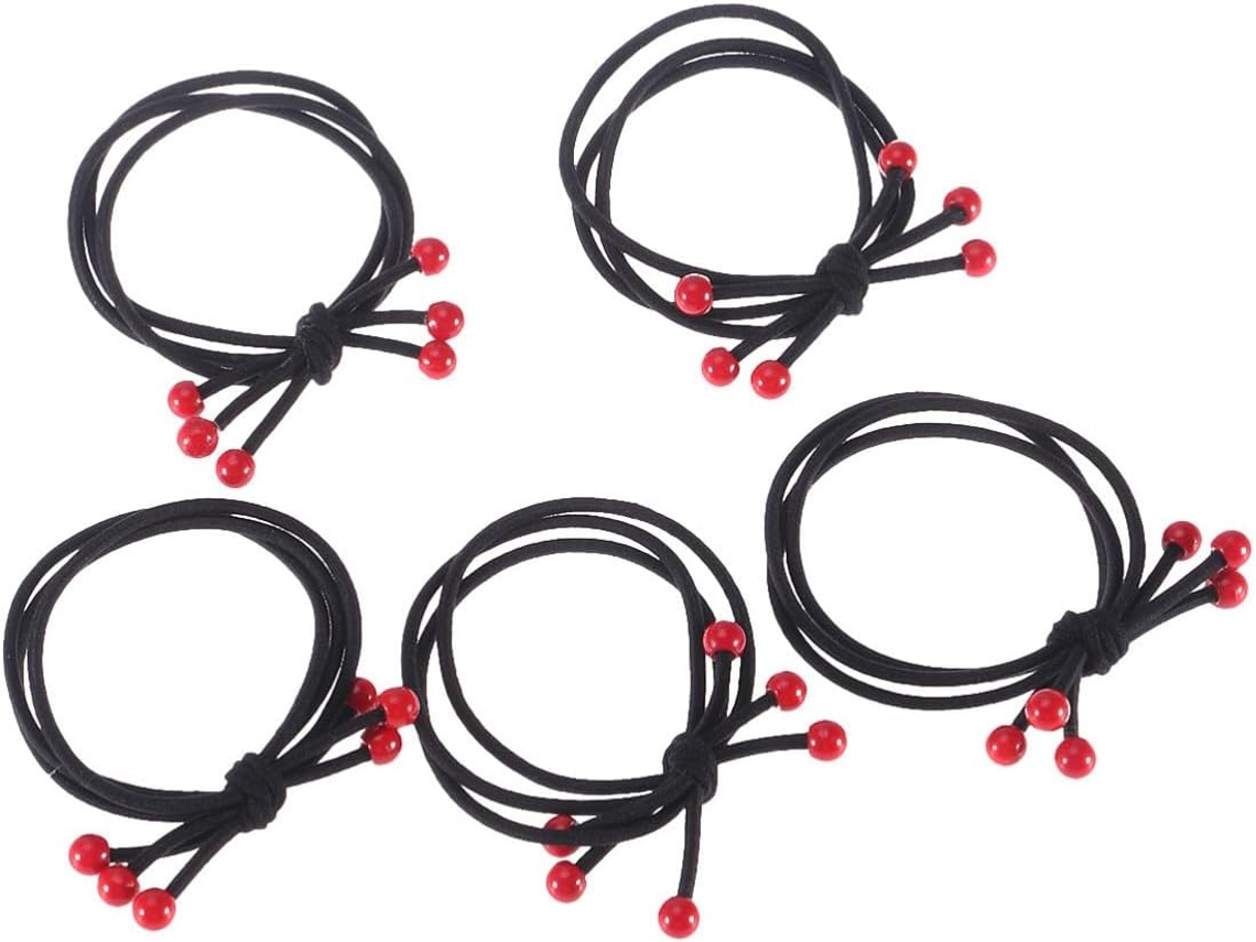 Elásticos de cabelo vermelho cereja com fixação segura, pacote com 10 unidades.