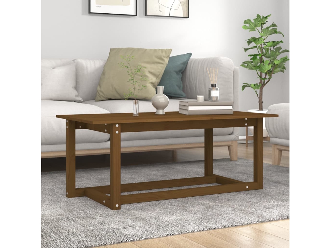 Vidaxl Mesa De Centro 110x55x45 Cm Pinho Maciço Castanho Mel