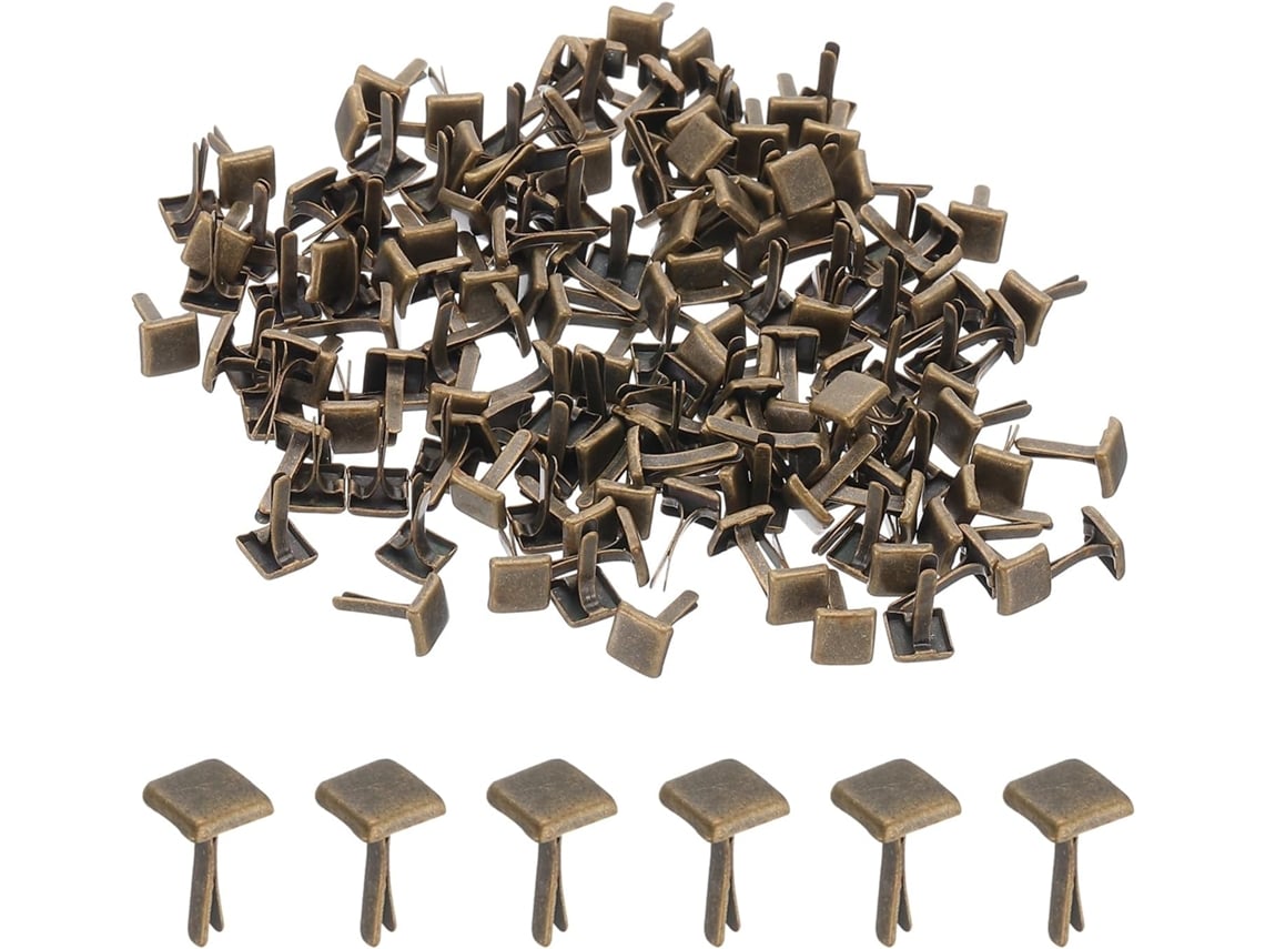 200 Mini Brads Quadrado Bronze