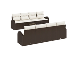 Conjunto 9 Móveis Para Exterior Vidaxl Castanho Vime Pe (55 X 55 X 37 Cm)