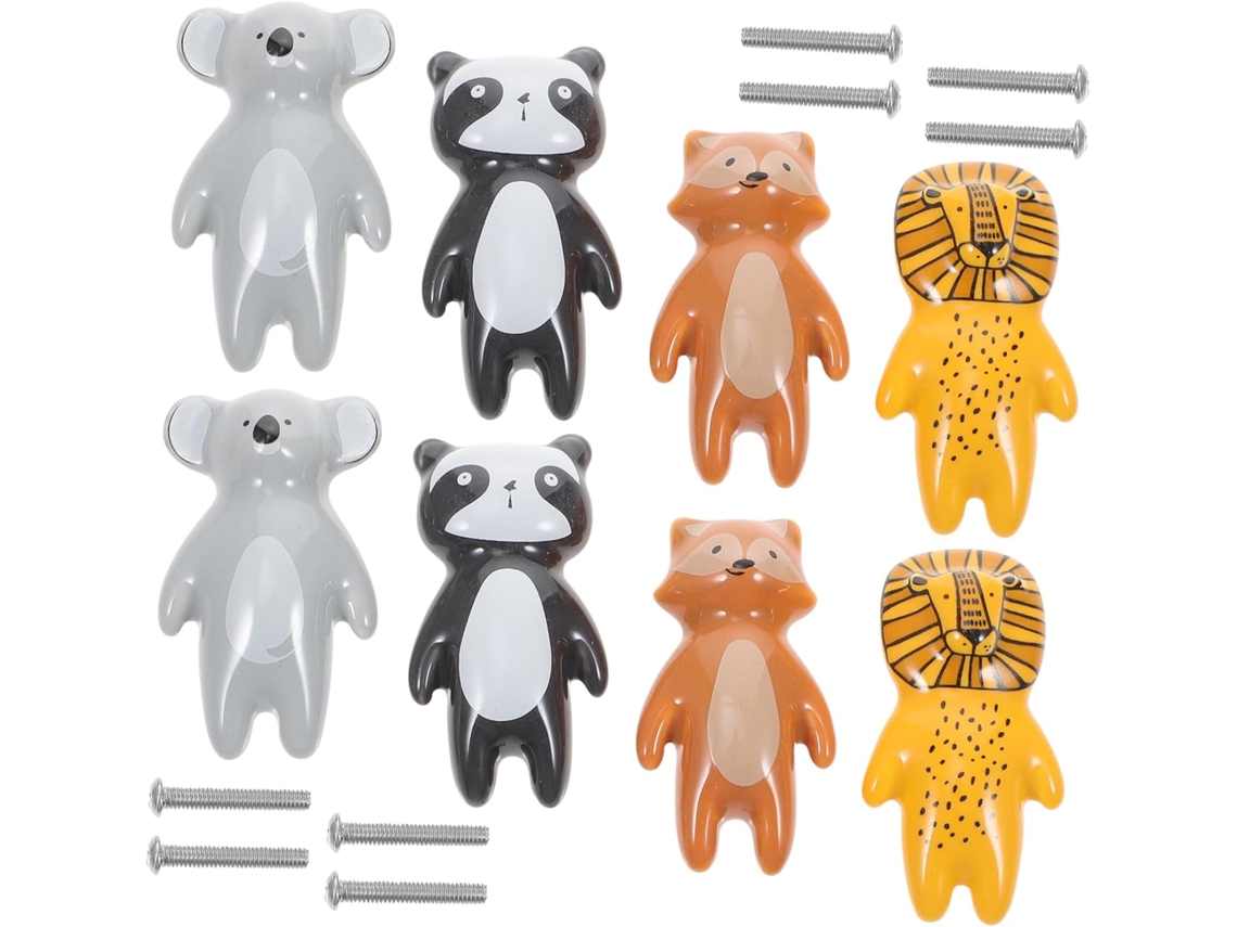 Conjunto De 8 Puxadores Cerâmica Para Guarda Roupa, Com Formato De Animais, Ideais Para Gavetas E Armários Perfeitos