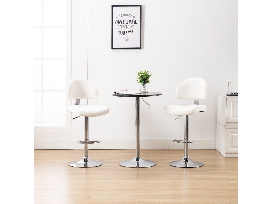 Vidaxl Bancos De Bar 2 Pcs Couro Artificial Branco