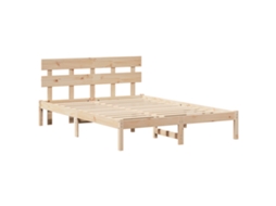 Conjunto 1 Estrutura Da Cama Vidaxl Castanho Madeira De Pinho Maciça (160 X 200 Cm)