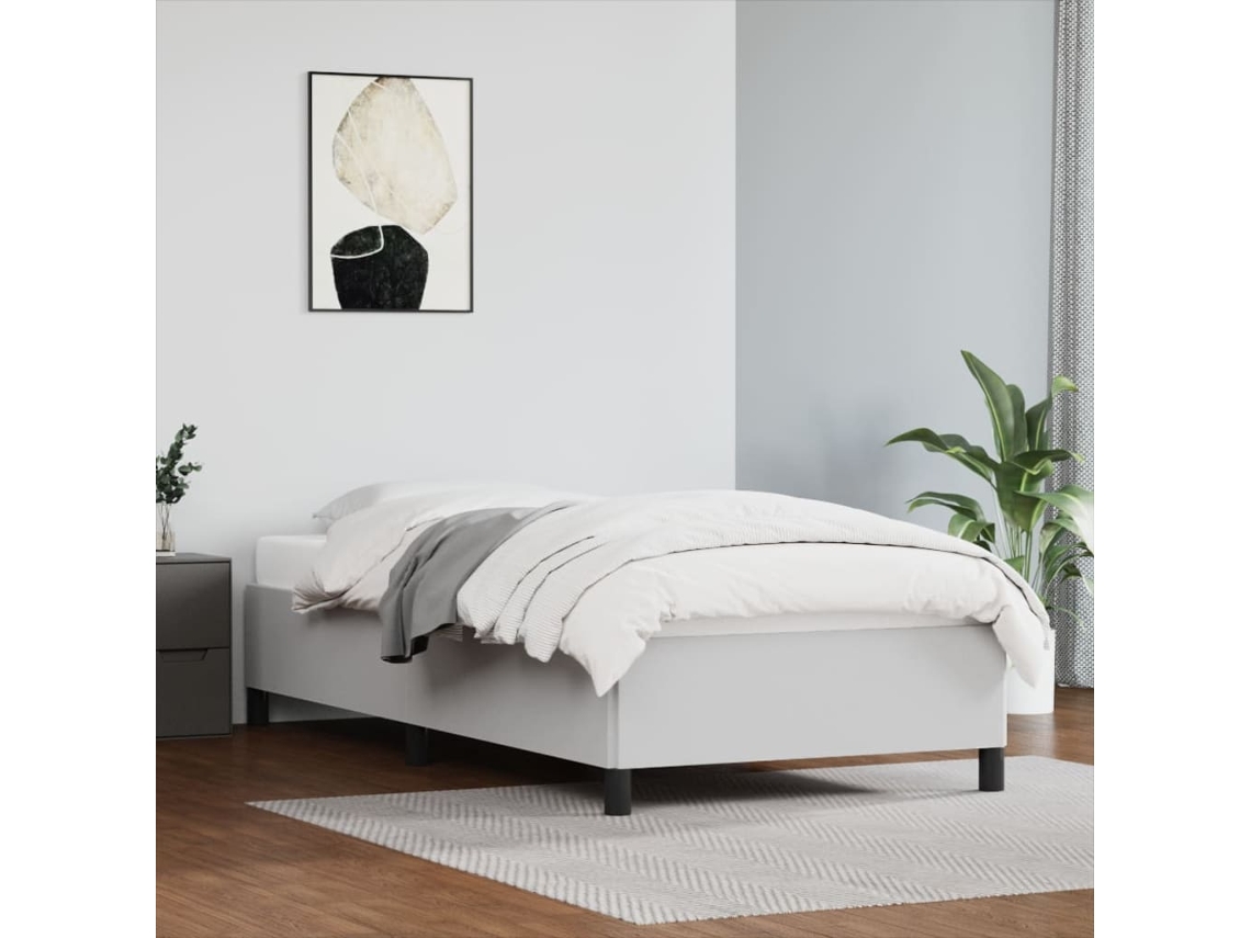 Estrutura De Cama 80x200 Cm Couro Artificial Branco