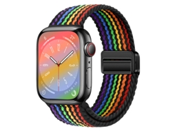 Bracelete Para Apple Watch 42/44/45/46/49mm Arco-íris Negro Cuich