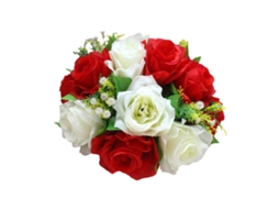Bola de Flores de Seda para Carro de Casamento Branco e Vermelho LAXISCREED
