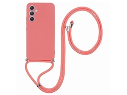 Yuru capa para Samsung Galaxy A34 5g em Tpu com Forro de Fibra e Cordão Longo Vermelha