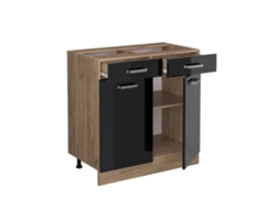Móvel de cozinha Vicco R-Line, preto alto brilho, 80 cm sem bancada