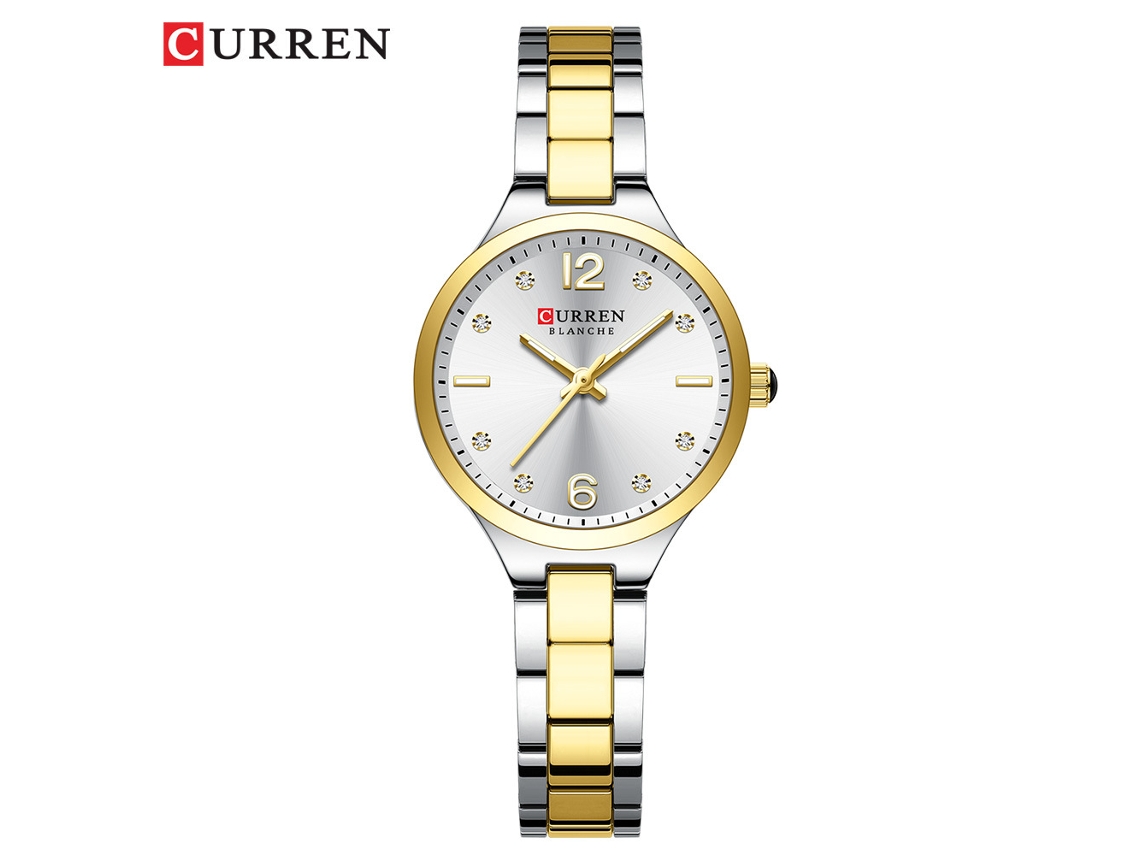(branco Bicolor) Relógio Feminino Elegante De Quartzo Com Mostrador Pequeno E Estiloso.