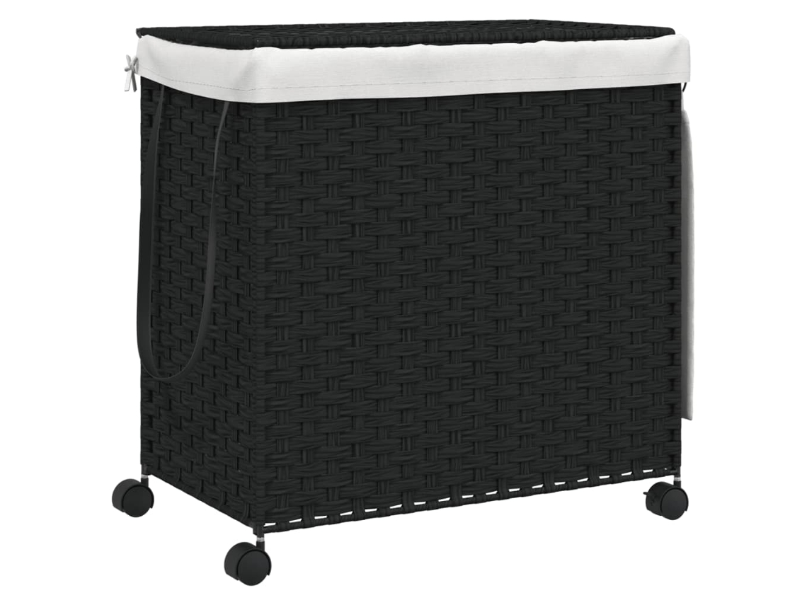 Cesto para Roupa Suja com Rodas VIDAXL Vime Preto 60X35X60 5 Cm