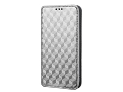 Capa De Celular De Couro Com Textura De Grade Cúbica