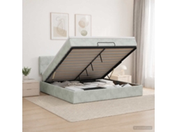 Vidaxl Cama Ottoman Com Colchão Cinzento-claro 140 X 200 Cm Veludo