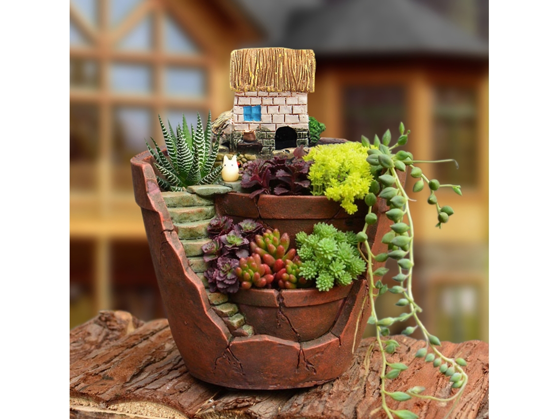 Vaso De Flores Micro Paisagem Jardin Suspendido Decoração Resina
