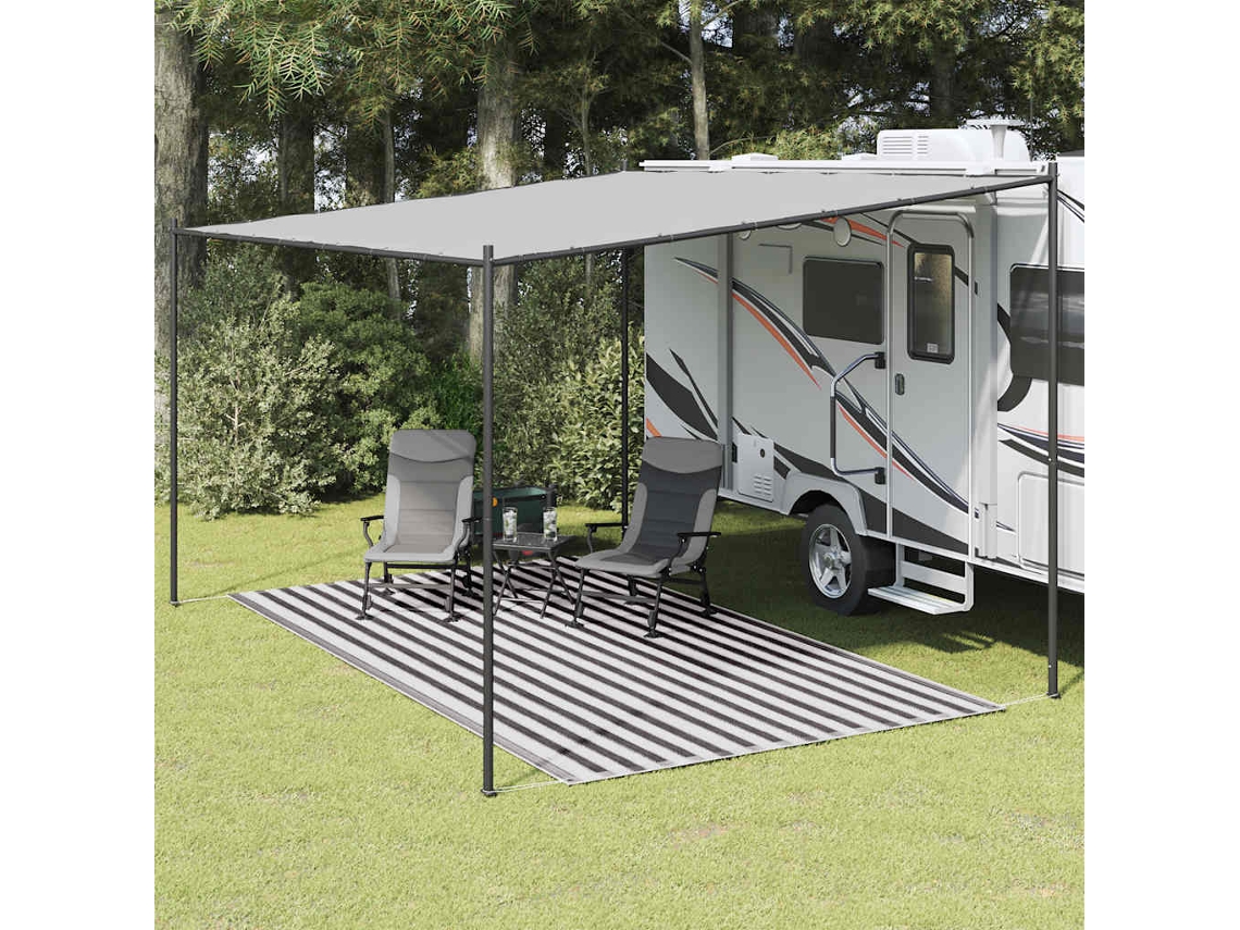 Vidaxl Tapete De Campismo Para Tenda 250x450 Cm Antracite E Branco