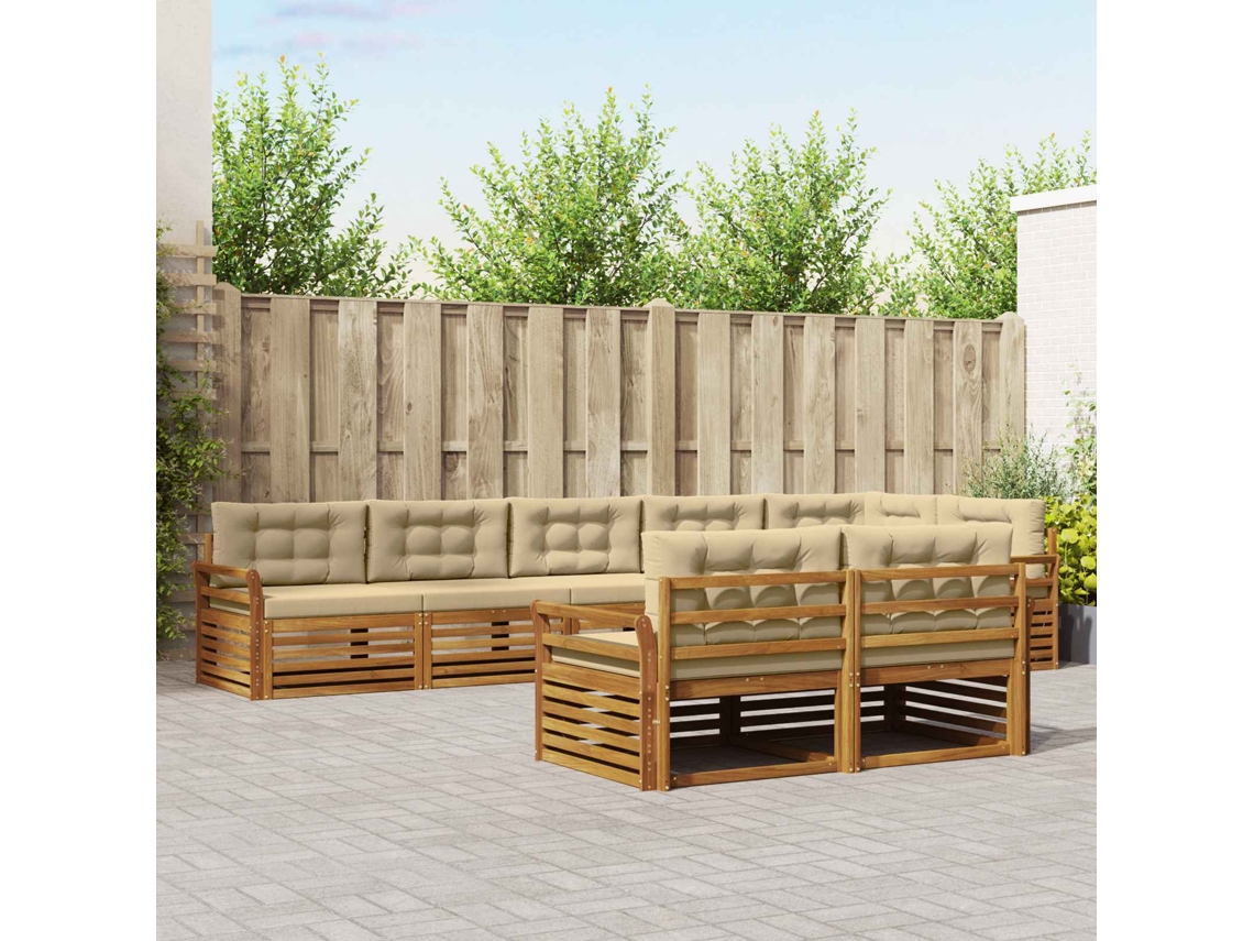 Vidaxl Conjunto De Sofás Para Exterior 8 Unid. Natural E Bege