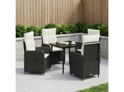 Vidaxl Conjunto De Mesa De Sofá 5 Unid. Preto E Branco Creme