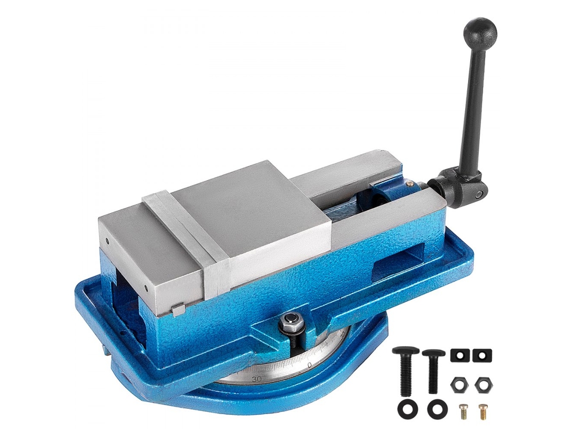 Torno De Bancada 100 Mm Com Base Giratória 360° E Força De Aperto De 19 Kn Tekmaquinas