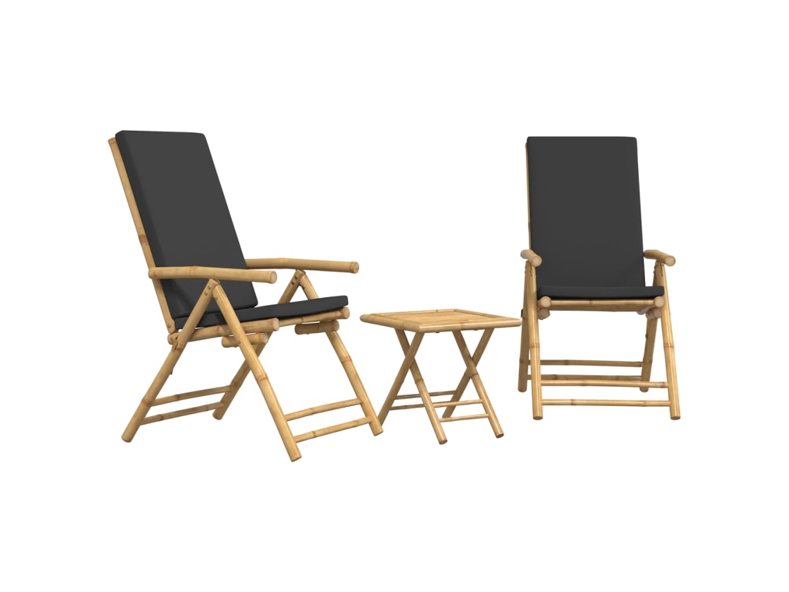 Conjunto 3 Conjunto de bistrô VIDAXL Marrom bambu (45 x 45 x 45 cm)