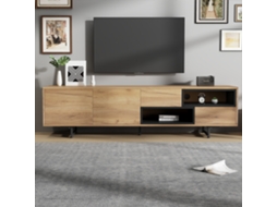 Móvel Baixo Para Tv Com Várias Opções De Arrumação 173x38x48 Cm Painel De Partículas Cor De Madeira, Para Televisores Até 70 Polegadas Mobrio