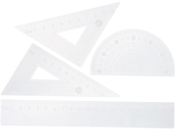 Conjunto de régua triangular e decalque plástico Tehaux de 20 cm, ideal para estudantes, artistas, engenheiros e outros profissionais.