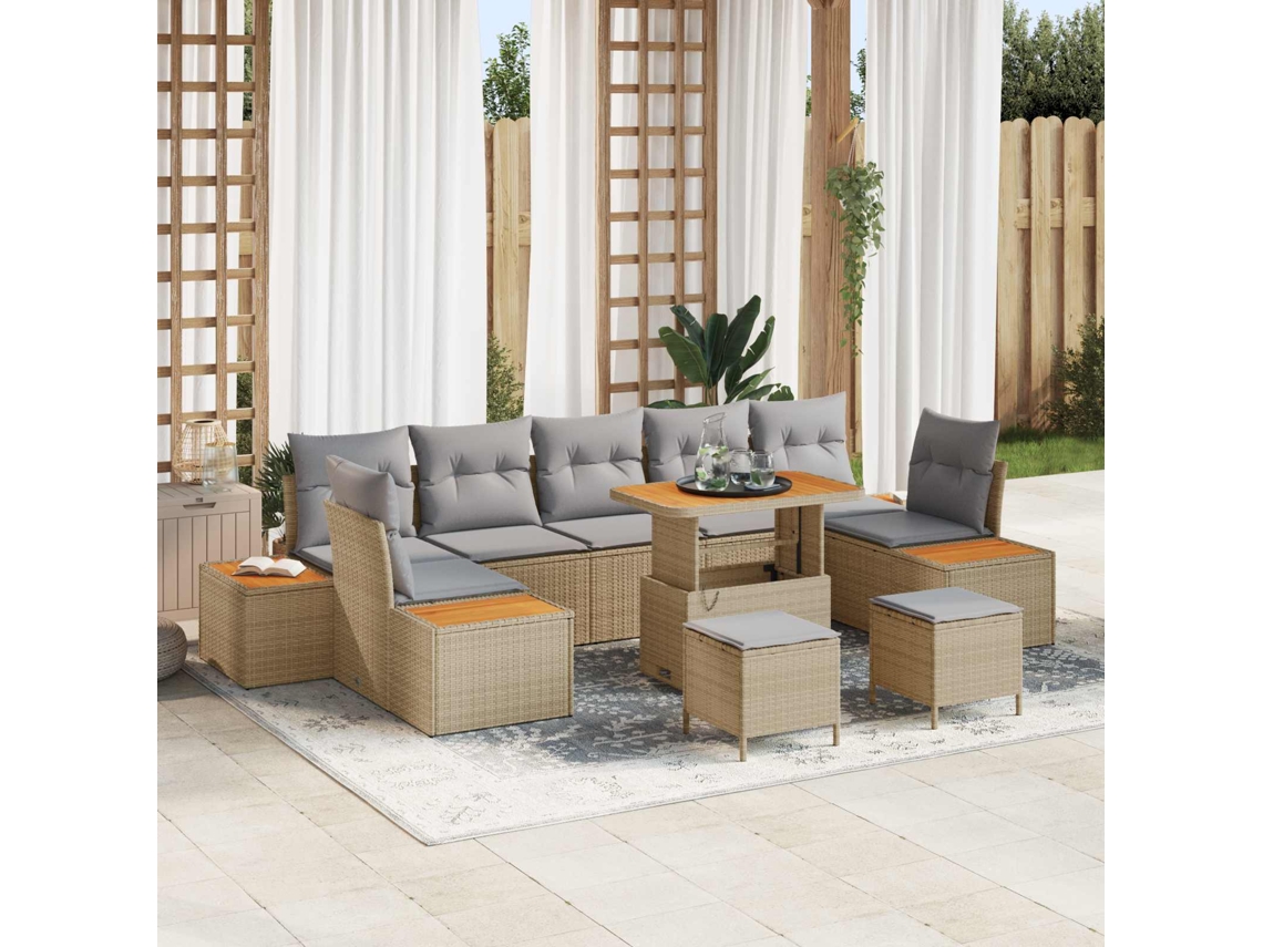 Vidaxl Conjunto De Sofá De Jardim 10 Unid. 9-número De Lugares
