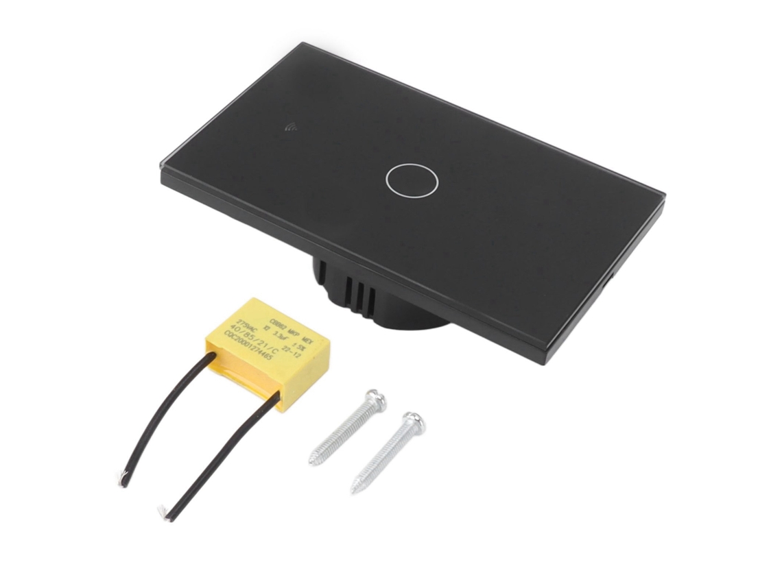 Interruptor Inteligente de 1 Gang Wifi Controle Remoto Touch Universal Tuya Preto