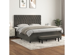 Vidaxl Cama Com Molas/colchão 160x200 Cm Veludo Cinzento-escuro
