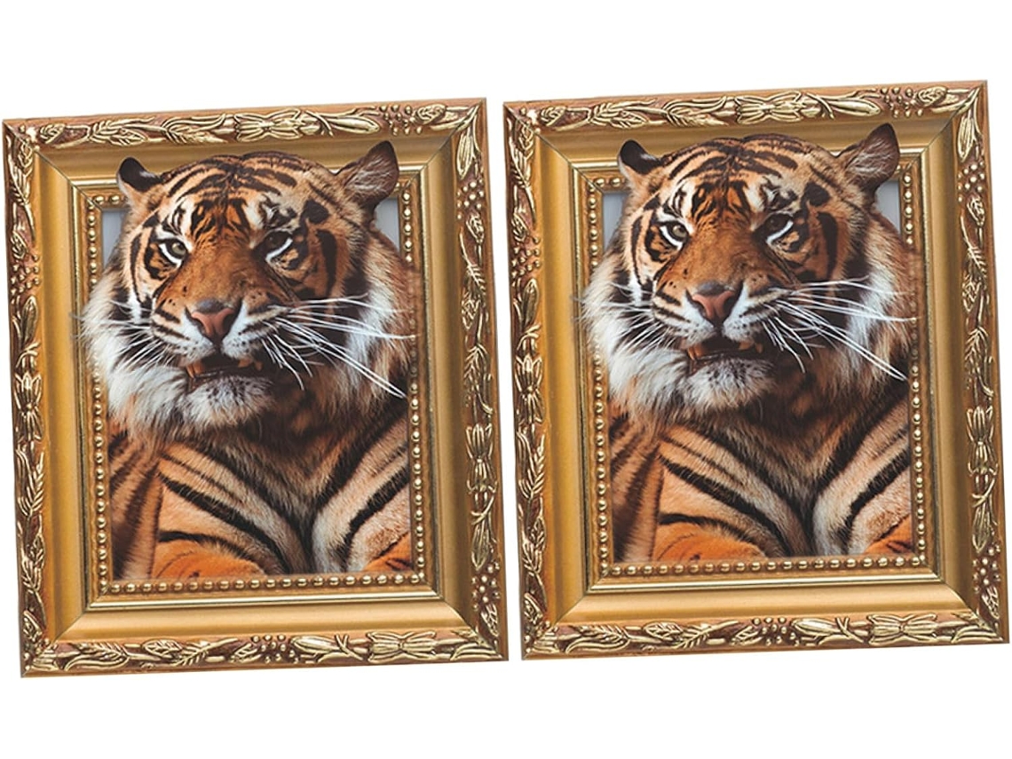 Adesivos Muraux Decorativos Leão E Tigre Em Pvc, Autocollants Muraux Amovibles Et Faciles À Coller Para Decoração Interior De Quarto, Lote De 2 Peças