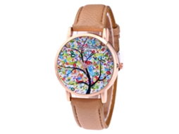 Relógio de Pulseira Quartz com Pulseira de Couro para Mulheres e Homens (bege)