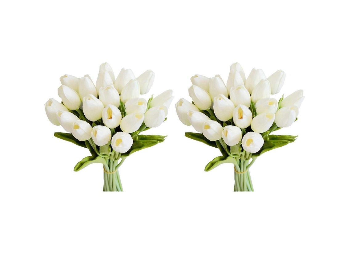 40 Tulipas Artificiais Brancas De 13,8 Polegadas Para Decoração De Festas, Casamentos E Casa