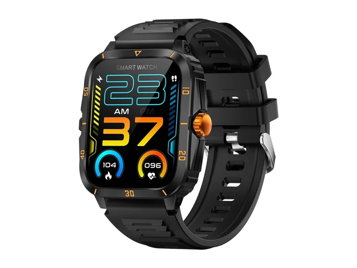 Relógio inteligente militar masculino Bestvite, tela HD de 1,96 polegadas, à prova d'água 3 ATM, monitor de frequência cardíaca e sono, mais de 100 modos