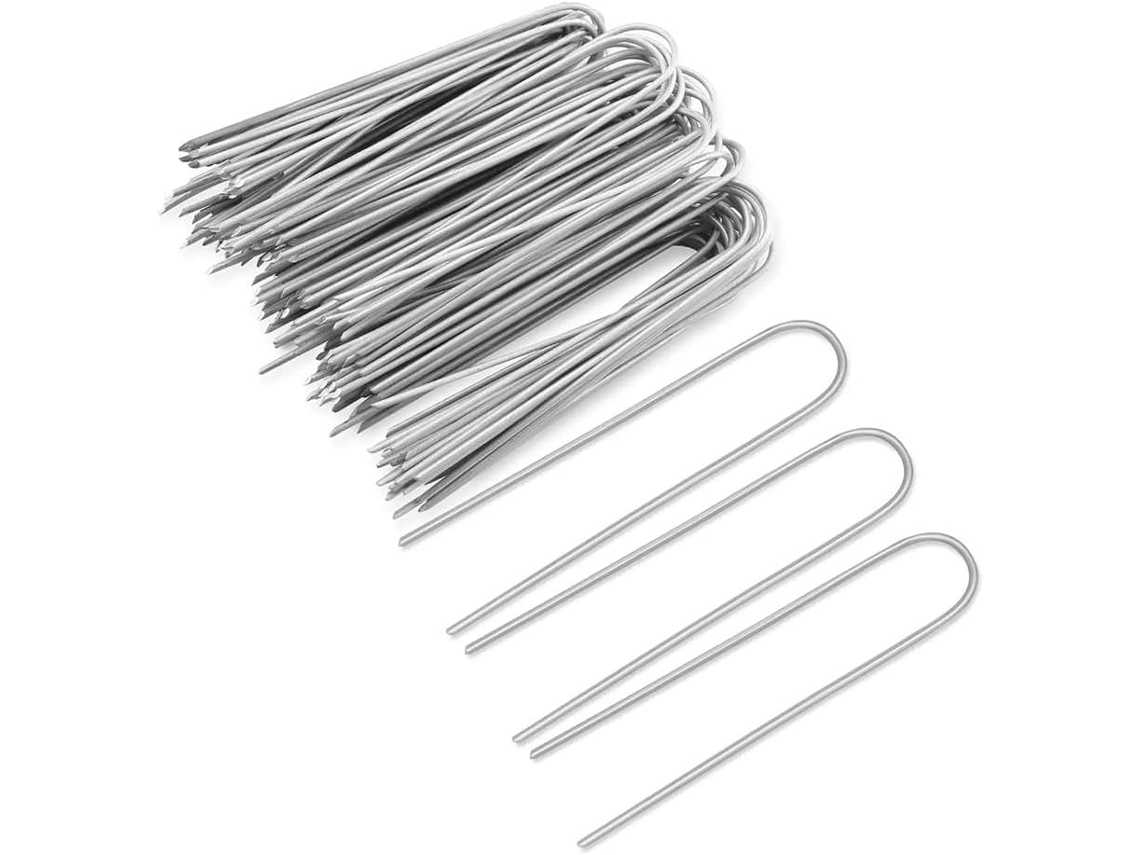 Conjunto De 100 Grampos Jardim Tipo U, Galvanizados, Para Fixação