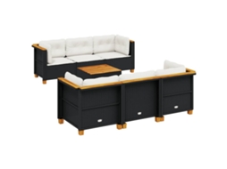 Garden Sofa Set, Garden Sofa Sets Vidaxl Preto Rattan / Vime (n/a)