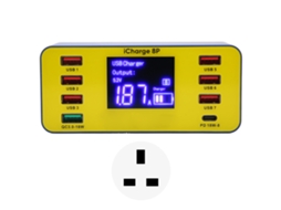 Estação de carga USB de 100W com 8 portas USB-C e tela LCD S/MARCA