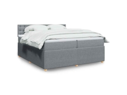 Vidaxl Cama Com Molas/colchão 200x200 Cm Tecido Cinza-claro