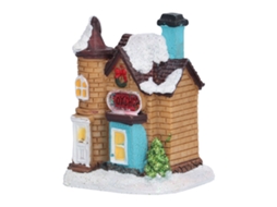 Casas de Natal Decorativas em Resina Luminosa com Efeito de Neve e Luzes Led Quentes CHABERLU