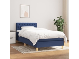 Vidaxl Cama Com Molas/colchão 90x190 Cm Tecido Azul