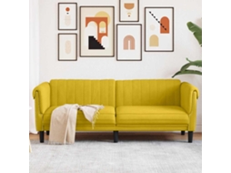 Vidaxl Sofá De 3 Lugares Veludo Amarelo