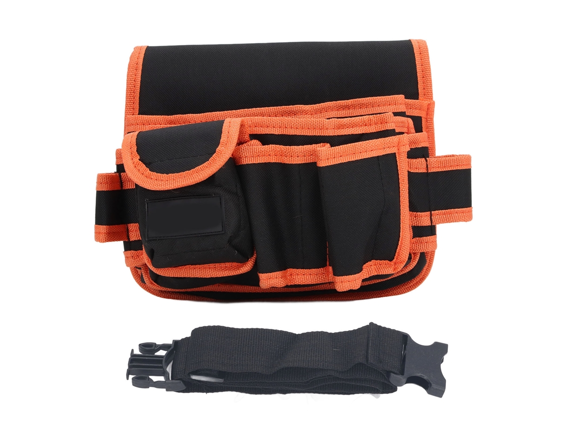 Bolsa multifuncional para manutenção elétrica em tecido Oxford com cinto de ferramentas.