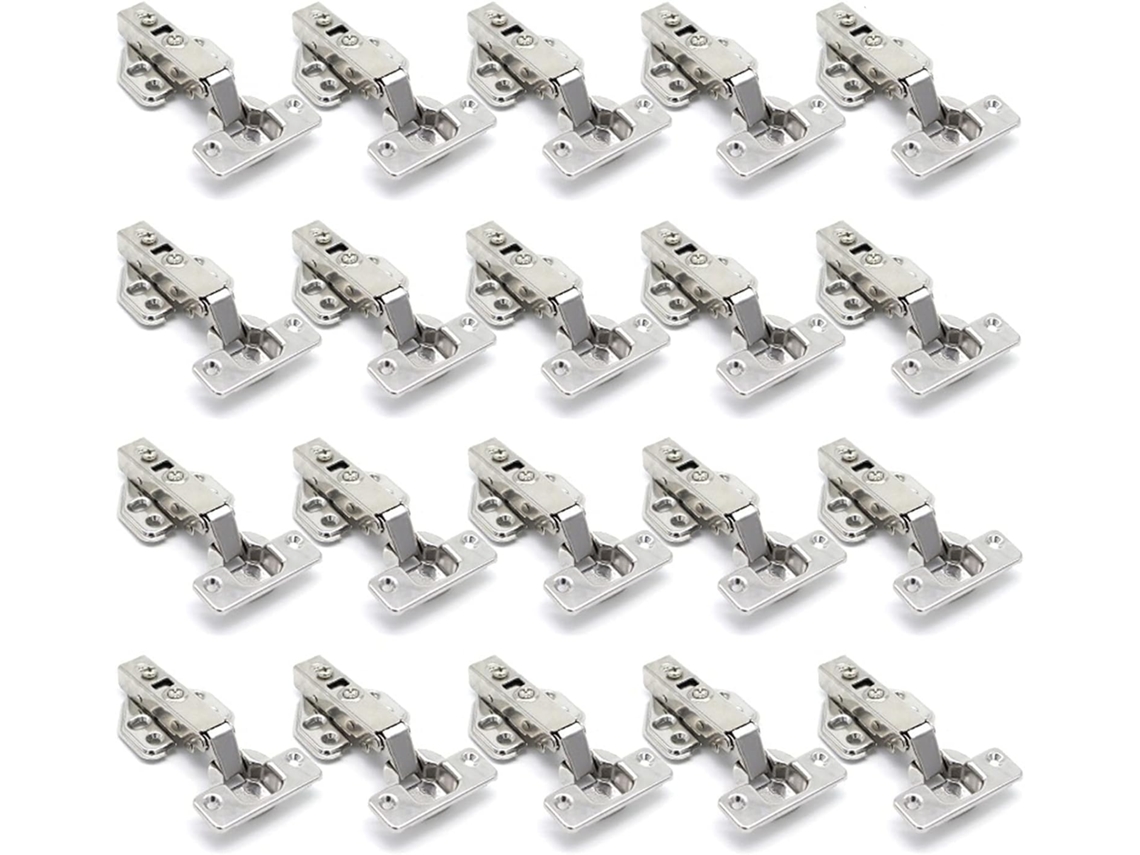 Dobradiças De Fechamento Suave Para Móveis, 20 Peças De Dobradiças Hidráulicas Aço Macio Para Portas Armários