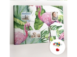 Lousa De Cortiça Natureza E Flamingos Para O Escritório Espelharte (70x100 Cm)