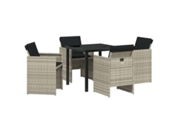 Conjunto de Jantar para Jardim 5 Pcs - Móveis de Jardim para Refeição Cinzento claro Vime Pe HARLANV1